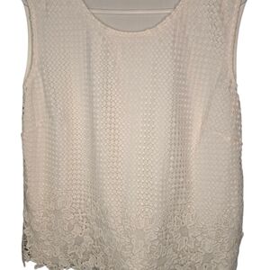 Allison Daley White Embellished Lace Sleeveless Tank Top